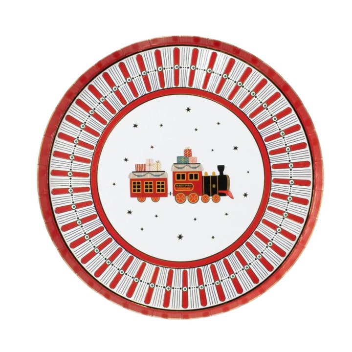 Gatherings by Curated Paperie - Wholesale Disposable plate - HOL25-DP9- North Pole Express Dessert Plate0