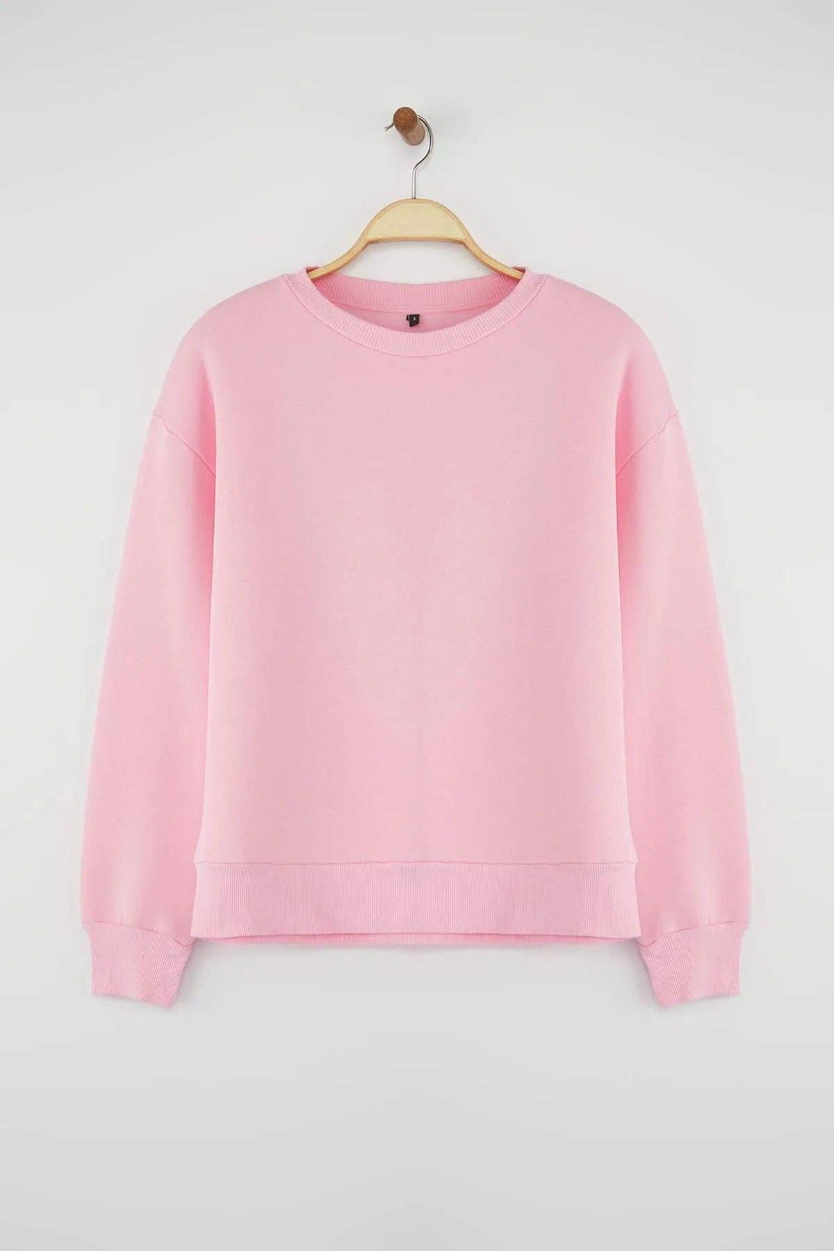 Hoxton Gal – wholesale Sweatshirt – Women's – Thick Fleece-Lined Regular Fit Crew Neck Basic Knit Sweatshirt9
