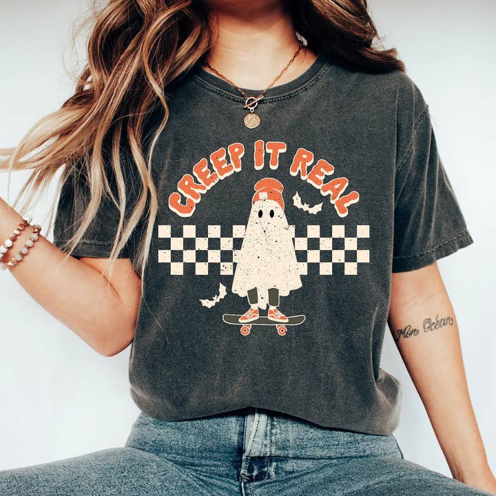 Creep It Reel Ghost Halloween T-Shirt for wholesale by Rags Revived