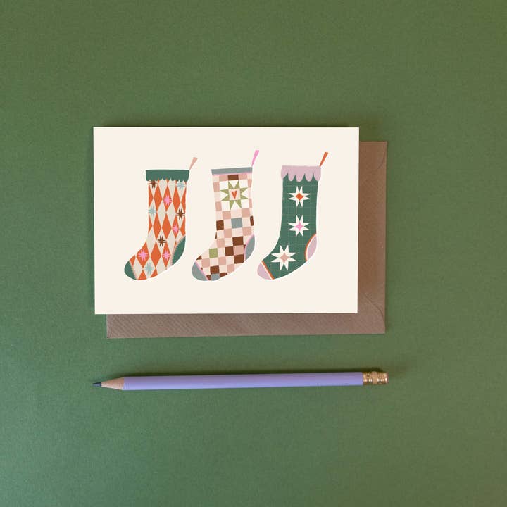 Christmas Stockings – Christmas Card for wholesale by Knotty Knotty