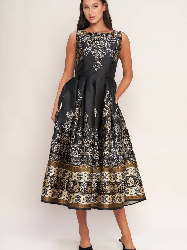 A printed woven midi dress - ID23090 for wholesale by FLYING TOMATO