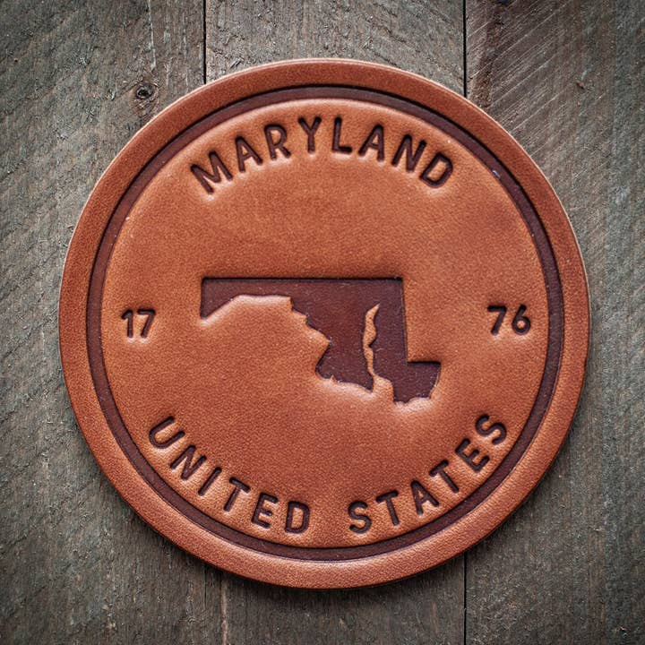 Maryland State Silhouette Læder Coaster for engroshandel hos Sugarhouse Leather