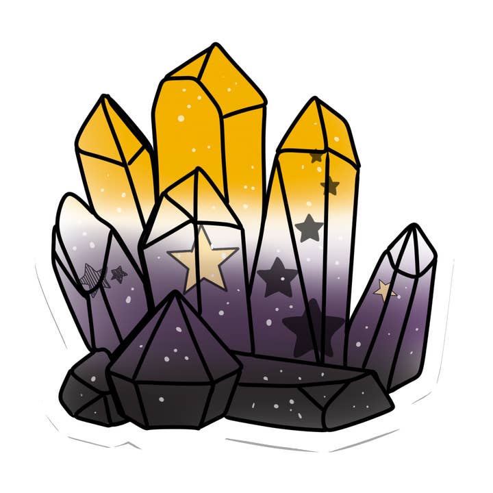 Crystal Nonbinary Pride | Witch | Waterproof Sticker | 2.5" for wholesale by Rebel and Siren Stickers