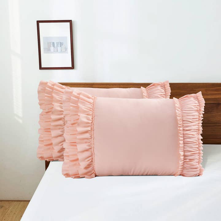 Closeout - Pack of 2 French Country Style Chic Ruffle Pillow Shams for wholesale by HIG