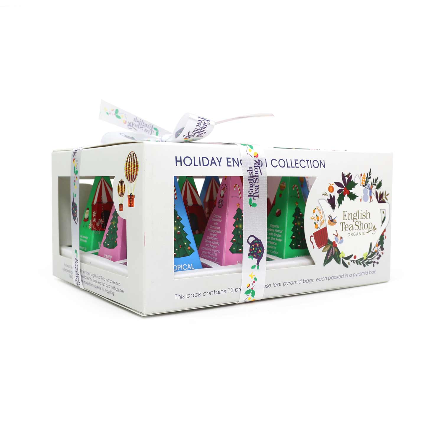 Royal Nature GmbH & Co. KG - Venta al por mayor Bolsitas de té - ETS - Regalo de té con lazo "Colección de invierno, blanco", BIO, 12 bolsitas piramidales3