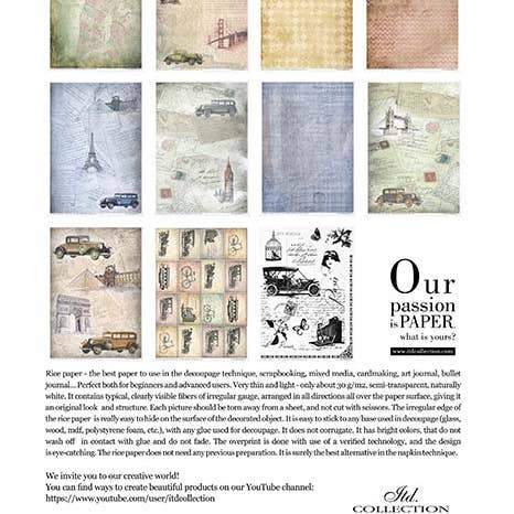 ITD Collection – material para artesanato por atacado – RP022 - Conjunto Criativo de Papel de Arroz - 11 peças x A4 / 8,27x11,7 pol.1