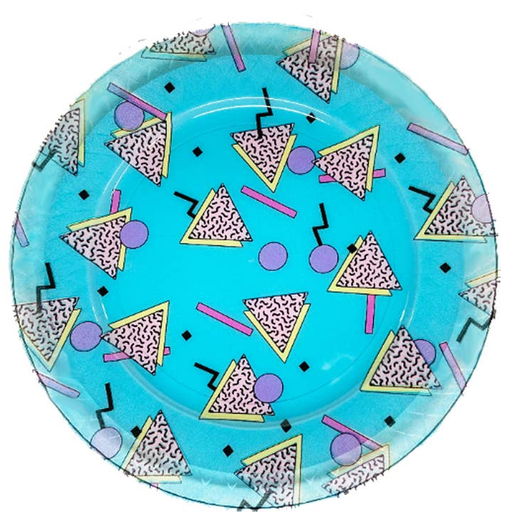 Piatti per feste a tema feste in plastica usa e getta, rotondi, anni '90 (8 pezzi) per la vendita all'ingrosso da parte di YellowBrickRose