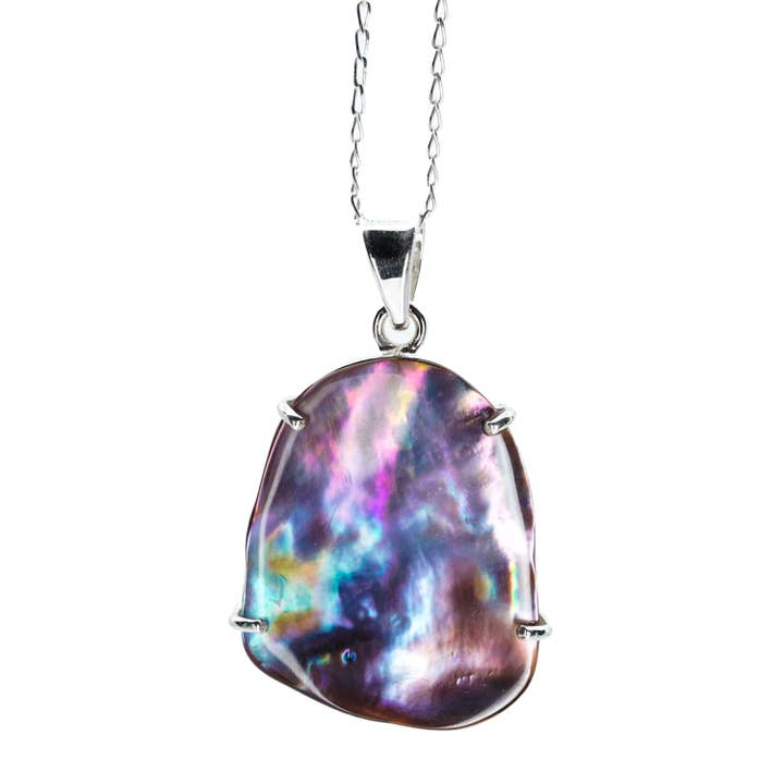 Ciondolo a forma di conchiglia di abalone, in argento Sterling, conchiglia naturale per la vendita all'ingrosso da parte di Black Feather Design
