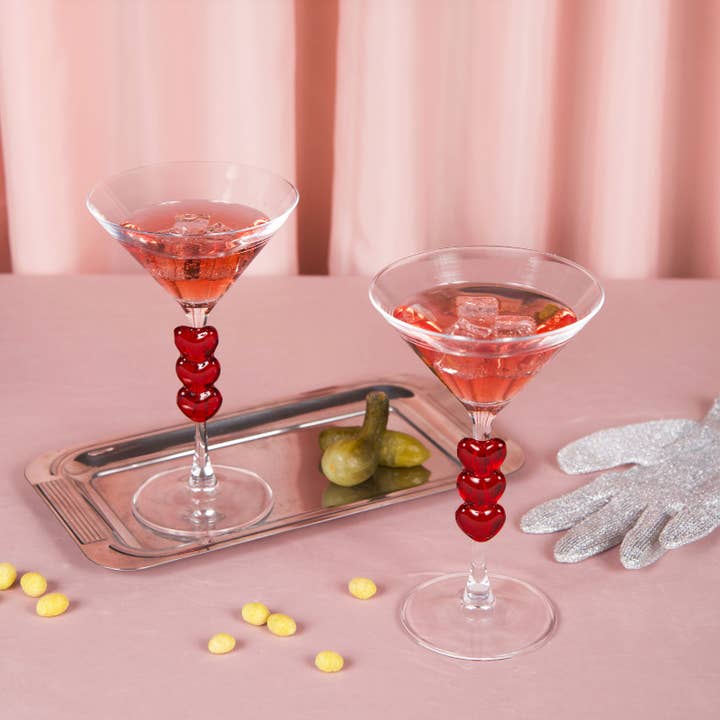 L'expressionist - Wholesale Cocktail/Liquor Glass - Set of two heart Martini glasses1