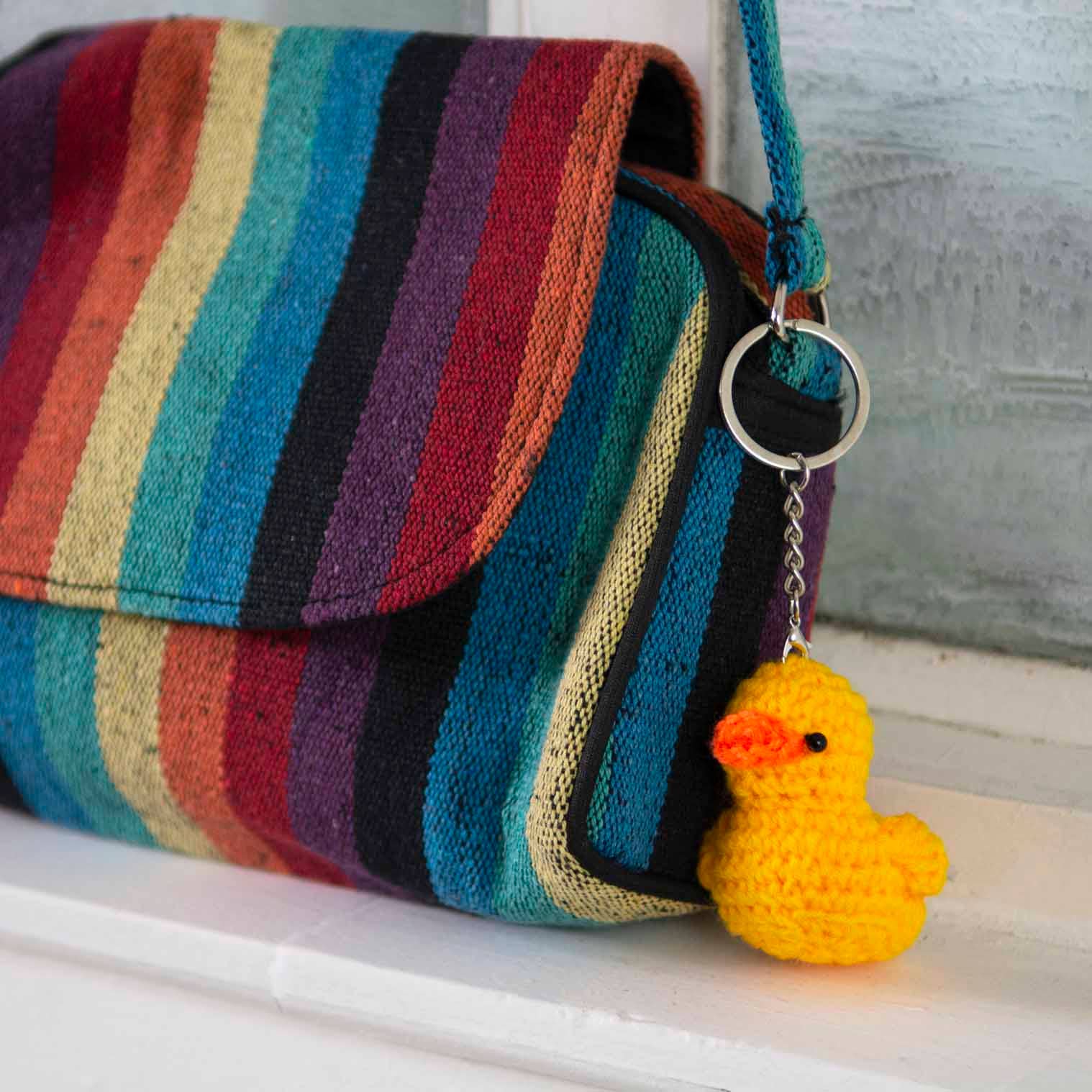 Yellow Rubber Duck Crochet Keyring for wholesale on Faire