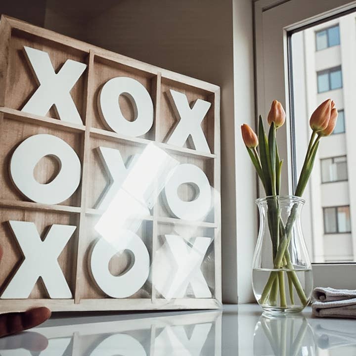 Gia Roma - Wholesale Decorative Tabletop Object - Wooden Tabletop Game + Decor, Tic Tac Toe Wood Game, Rustic10