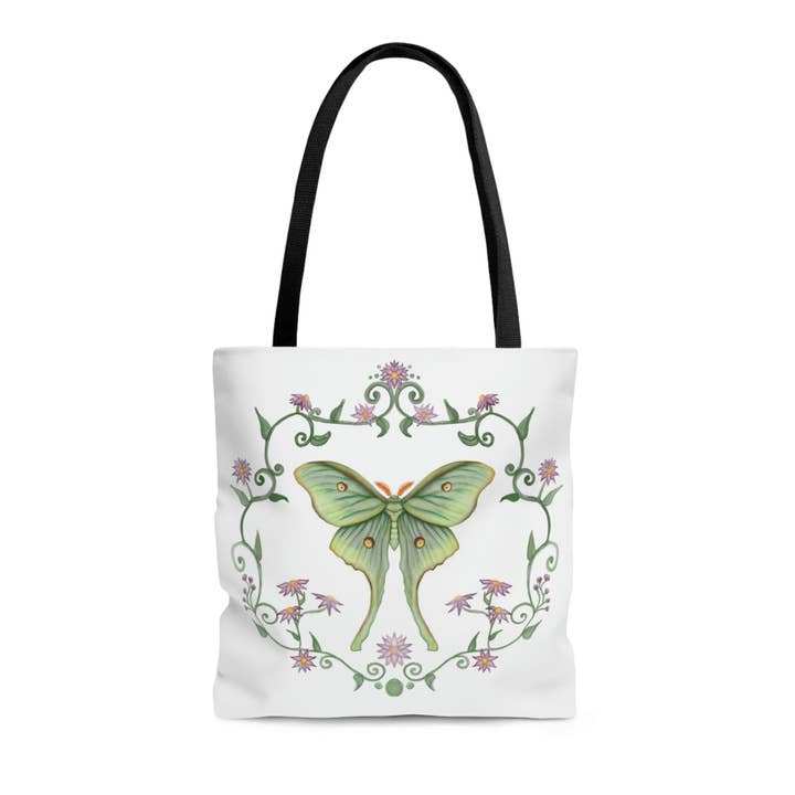 Luna Moth AOP Tote Bag for wholesale by Art By: Julianna McPherson