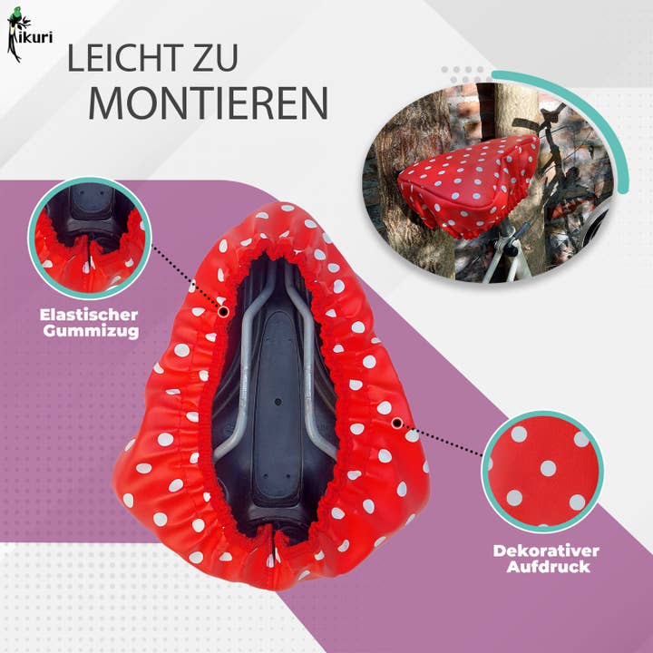 Ikuri - Wholesale Biking Accessories - Saddle Cover Rain Protection Bicycle Waterproof - Red Polka Dots1