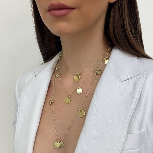 Collar con forma de disco liso en oro amarillo de River Stone para venta al por mayor de Van Peterson Designs