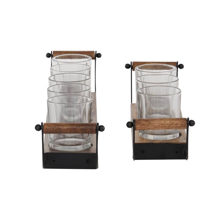 UMA Home Decor - Wholesale Candle Holder - Traditional Brown Wood Candelabra Set