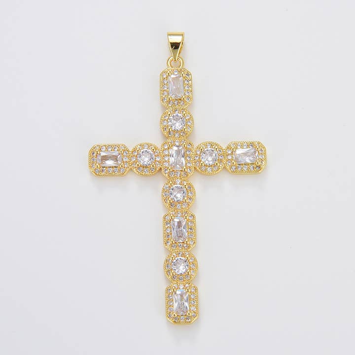 Gold Filled Minimalist Simple Cross, Micro Pave, CP1654 for wholesale by Beads Creation
