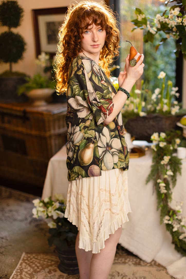 Market of Stars (Worldwide) - Vente Tunique – femme - Tunique Tee Luxe Fleur De Lune avec Imprimé Floral & Abeilles2