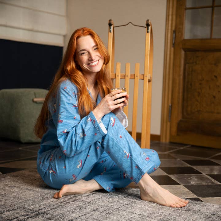 Bleu ciel Ensemble Pyjama Flanelle Hiver Femme La Glisse en vente sur Faire