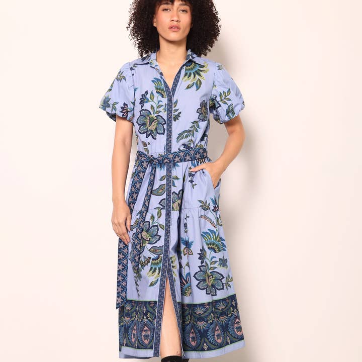 ROBE DELLA EN MOSAÏQUE PERVENCHE pour la vente par Maude-Vivante