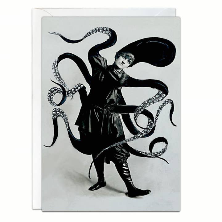 Dancing Octopus Altered Photo Greeting Card for wholesale by Ain't That a Kick in the Head