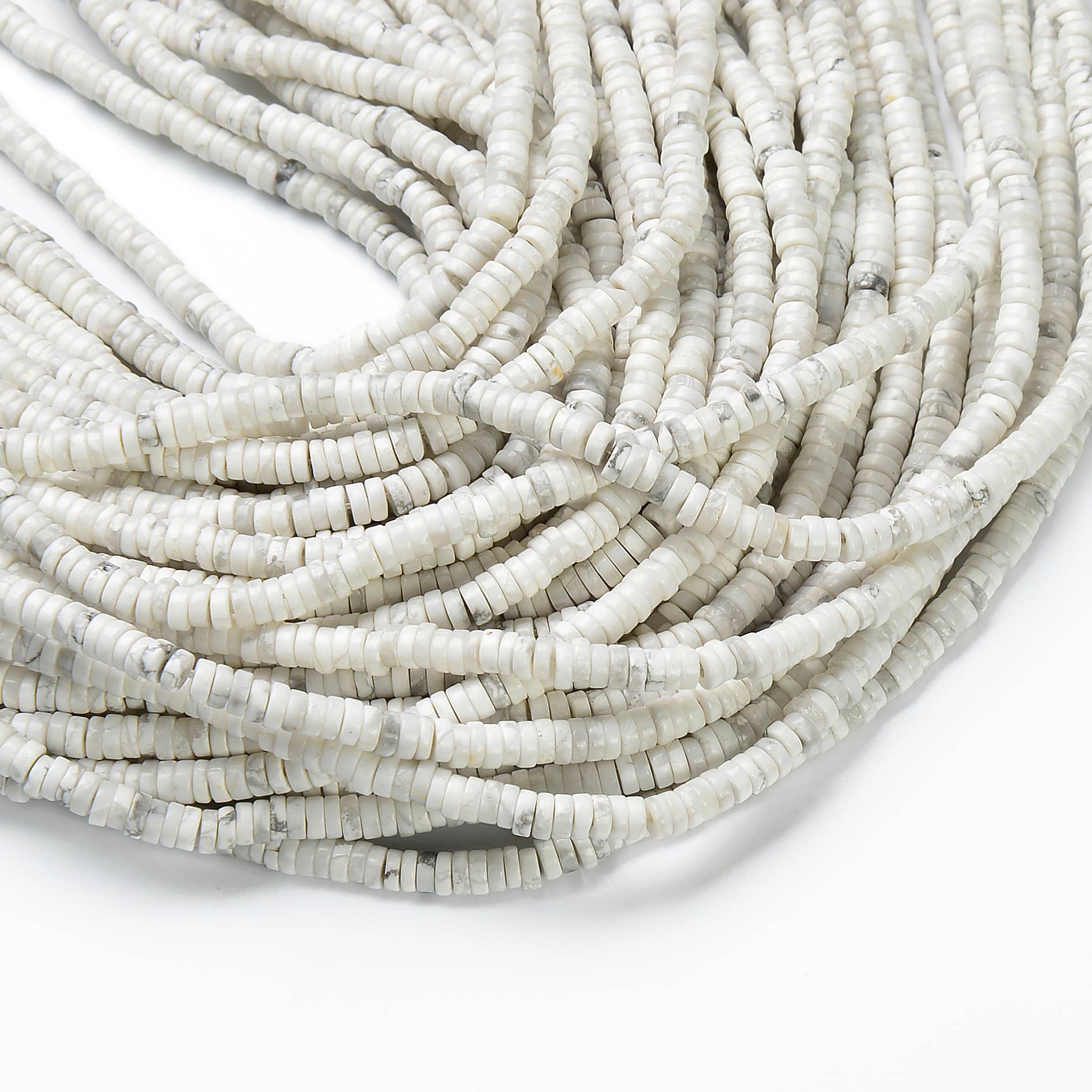 Beads Creation - Wholesale Beads - Howlite Heishi Beads Smooth Plain Disc Real Genuine PRP4692