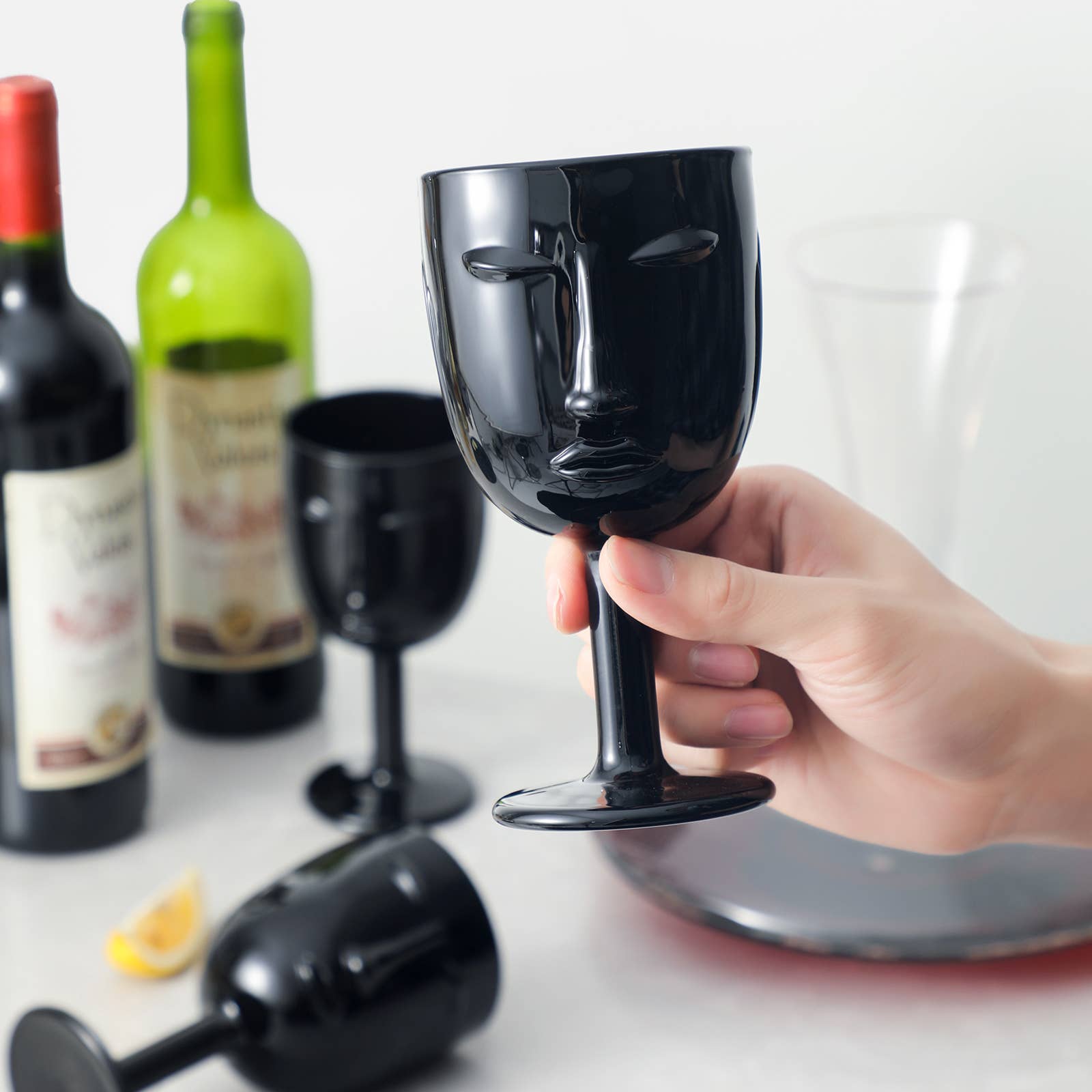 Everest Global - Wholesale Wine Glass - Human Face Black/White Goblet Glasses set of 63