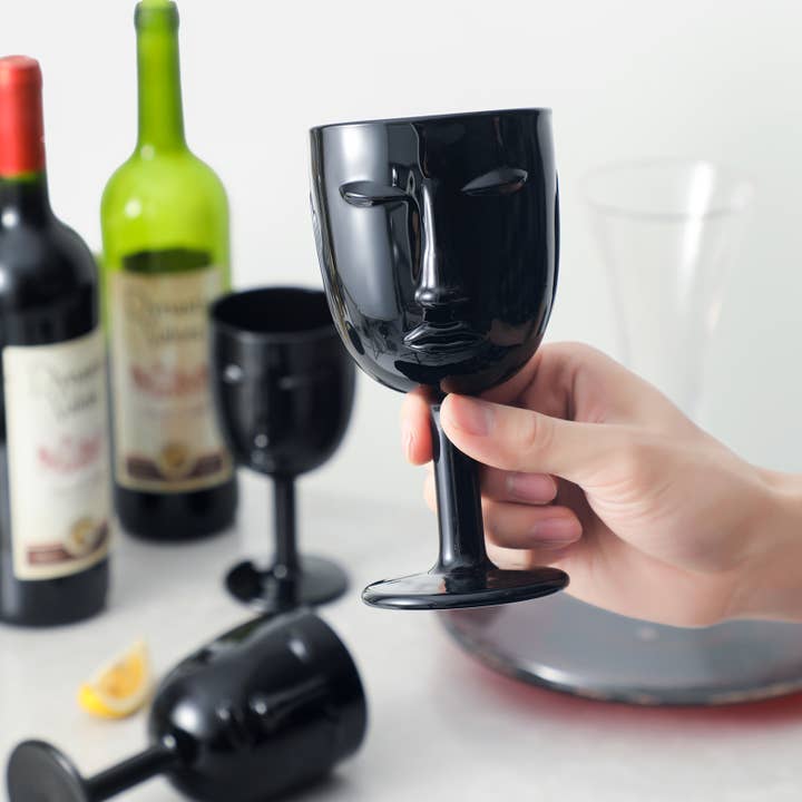 Everest Global - Wholesale Wine Glass - Human Face Black/White Goblet Glasses set of 63