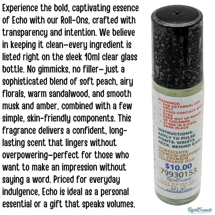 ResilScents WholeSale - Wholesale Travel Candles - Echo ResilDuo™ Bundle – Tranquil Candle (8oz) + Roll-On Oil | Bold Narcissist-Type Scent8