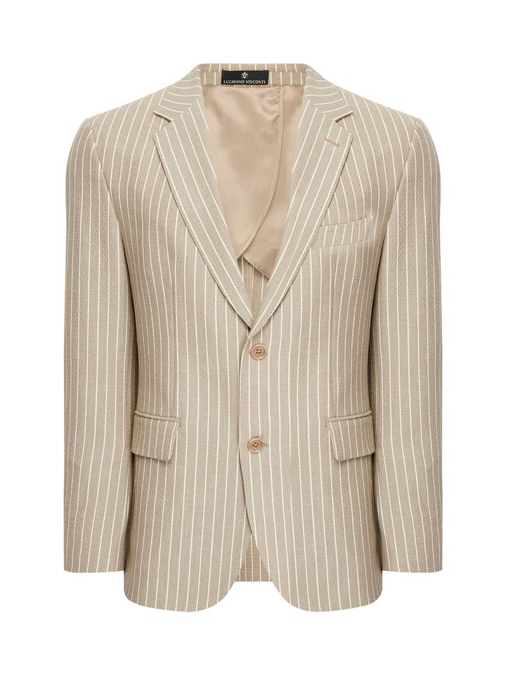 Blazer de Risca de Giz Caqui por atacado de Luchiano Visconti