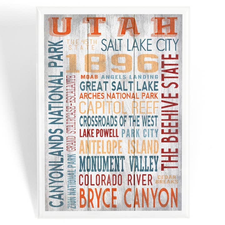 MAGNET Utah, Typographie rustique pour la vente par Lantern Press