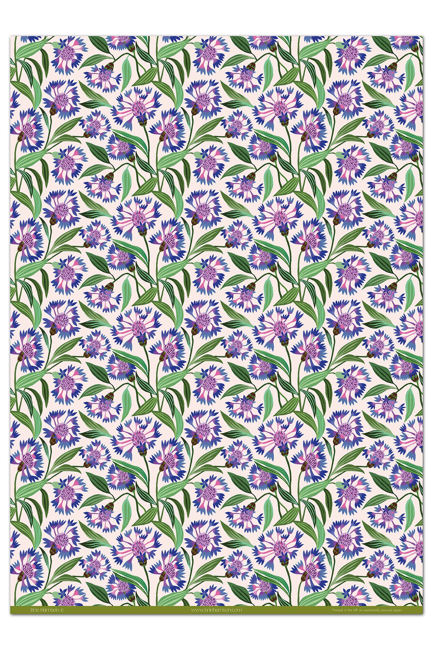 Brie Harrison Ltd – wholesale Flat wrap – Cornflower Gift Wrap  4
