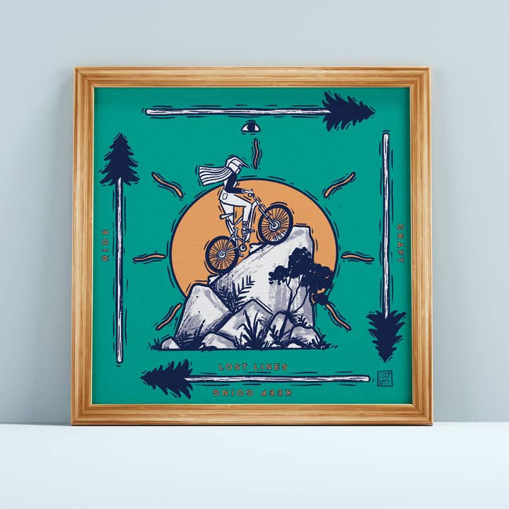 Woman MTB Print | Art Print | MTB Illustrated Print for wholesale by Lost Lines Studio