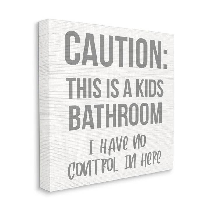 Varning Barnens badrum fras familj hem tecken Canvas konst för wholesale av Stupell Industries