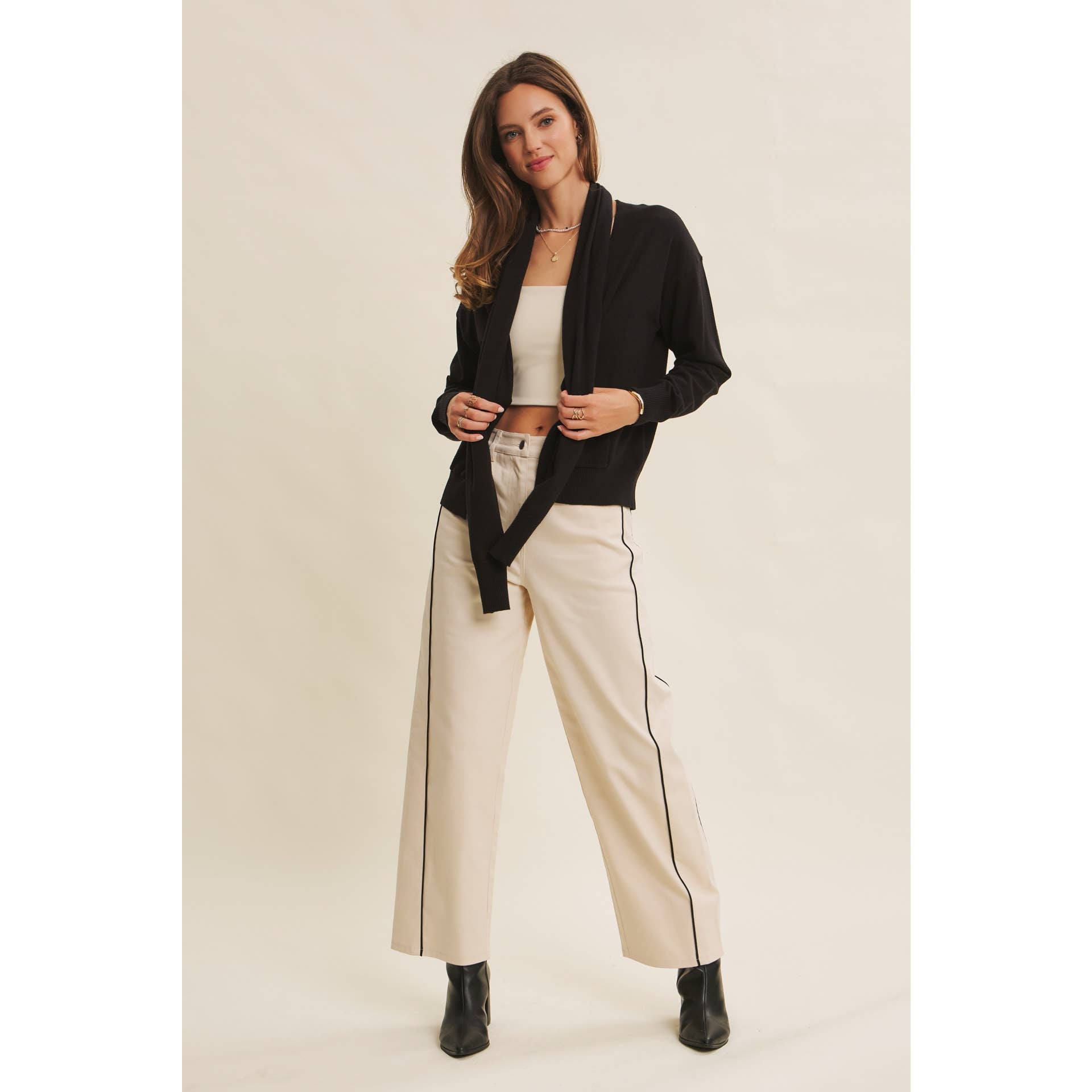 in february - Wholesale Pants - Women's - CLASSIC MEETS ELEVATED CAUSUAL PIPED TWILL BARREL-LEG PANTS32