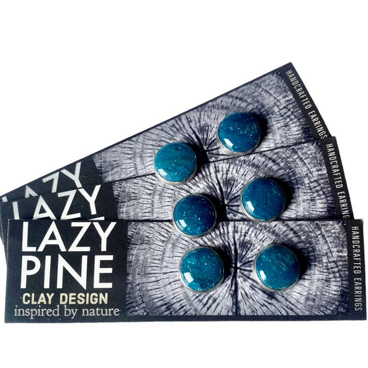 Lazy Pine Clay Design - Wholesale Stud/Post Earrings - Okanogan Blue Framed Stud Sets2