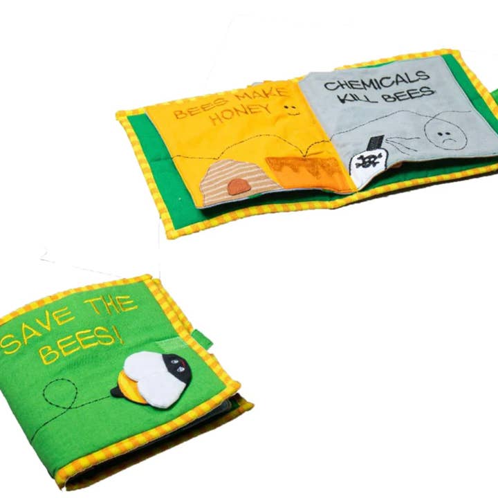 Save The Bees Handloom Fabric Baby Book for wholesale by Maison Sunny