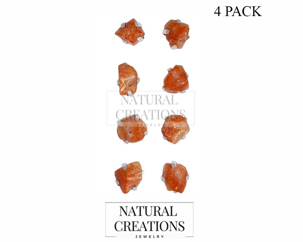 Nature Crafts - Vente Clous d'oreille - Clous d'oreilles à tige en forme de pierre de soleil brute naturelle en argent sterling1