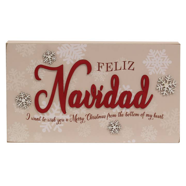 Feliz Navidad Snowflakes Box Sign for wholesale by Col House Designs