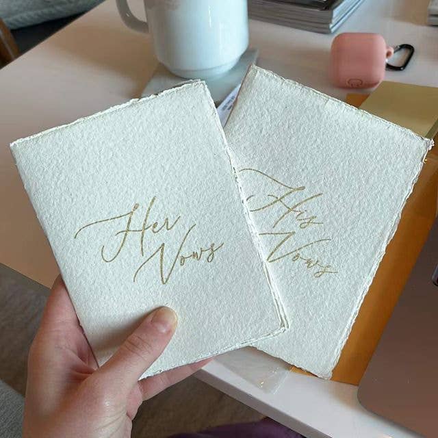 PARWANApaper - Wholesale Wedding Card - His Her Vow Books Deckled Edge Handmade paper4