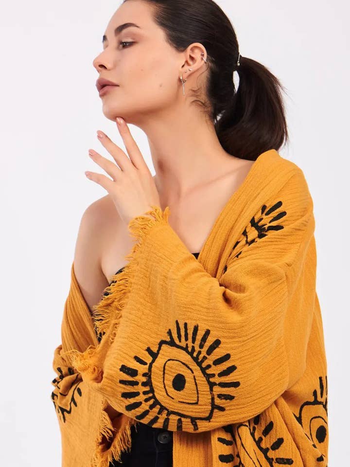 Umays Boho - Venta al por mayor Kimono - Mujer - Kimono Evil Eye, Caftán Evil Eye, Kimono de algodón orgánico5