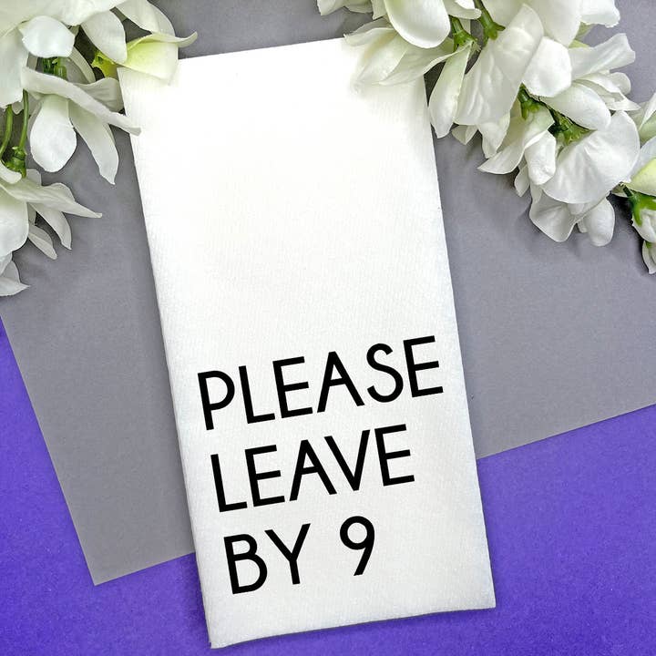 Katherine Designs & Co. - Wholesale Hand Towel - Please leave by 9 Linen Feel Guest Towel, Bathroom napkins