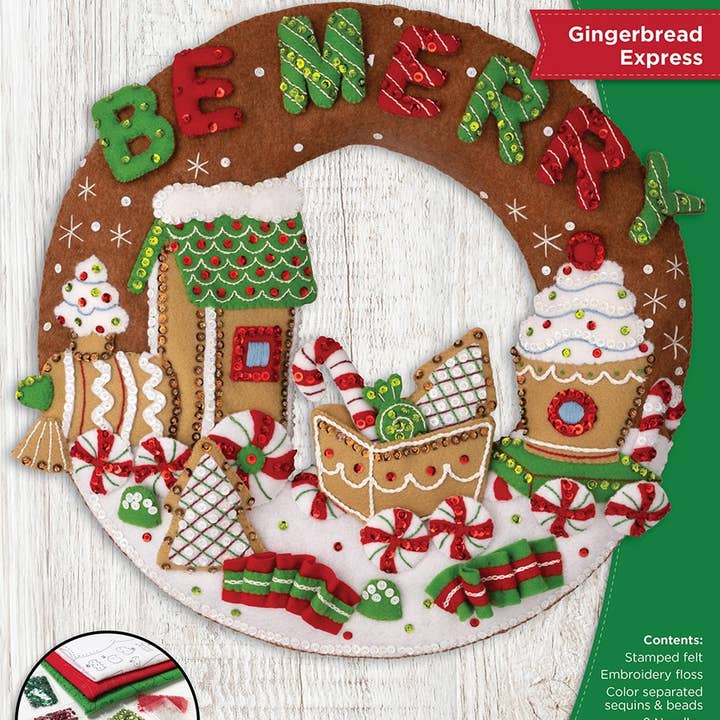 Bucilla ® Seasonal Felt Kit - Gingerbread Express Wreath for wholesale by Plaid Crafts