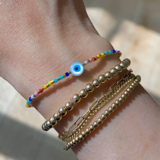 Kindred Row - Wholesale Beaded Bracelet - Evil Eye Beaded Bracelet, Rainbow1