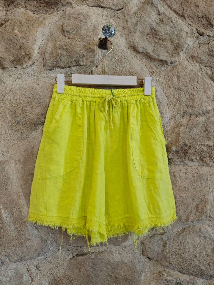 Linen & More - Vendita all'ingrosso Pantaloncini - Donna - REF 6261 PANTALONCINI IN LINO CON FRANGE E DUE TASCHE 100% LINO12