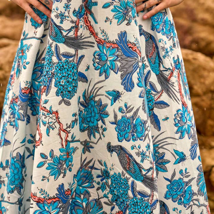 Glamthread - Wholesale Dress – Women's - Blue Heron Cotton Maxi Dress4