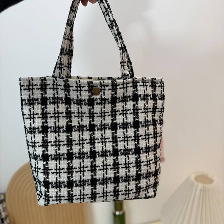 Funkyrel® Atzbranding Limited - Wholesale Tote Bag - Women's - Cosbai - Minimalist Black & White Checkered Tote Bag3
