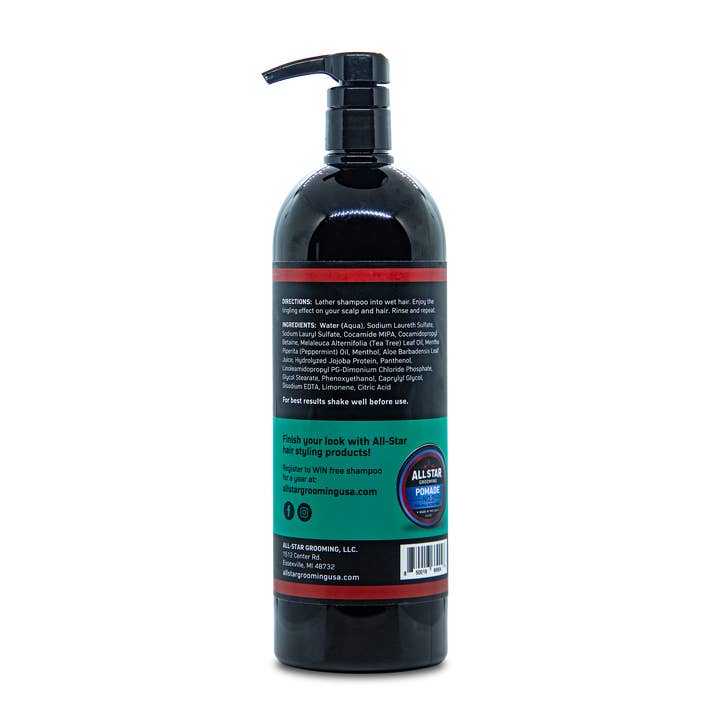 All star grooming - Wholesale Hair Shampoo - Men's - Tree Mint Shampoo 32 Oz Pump Bottle