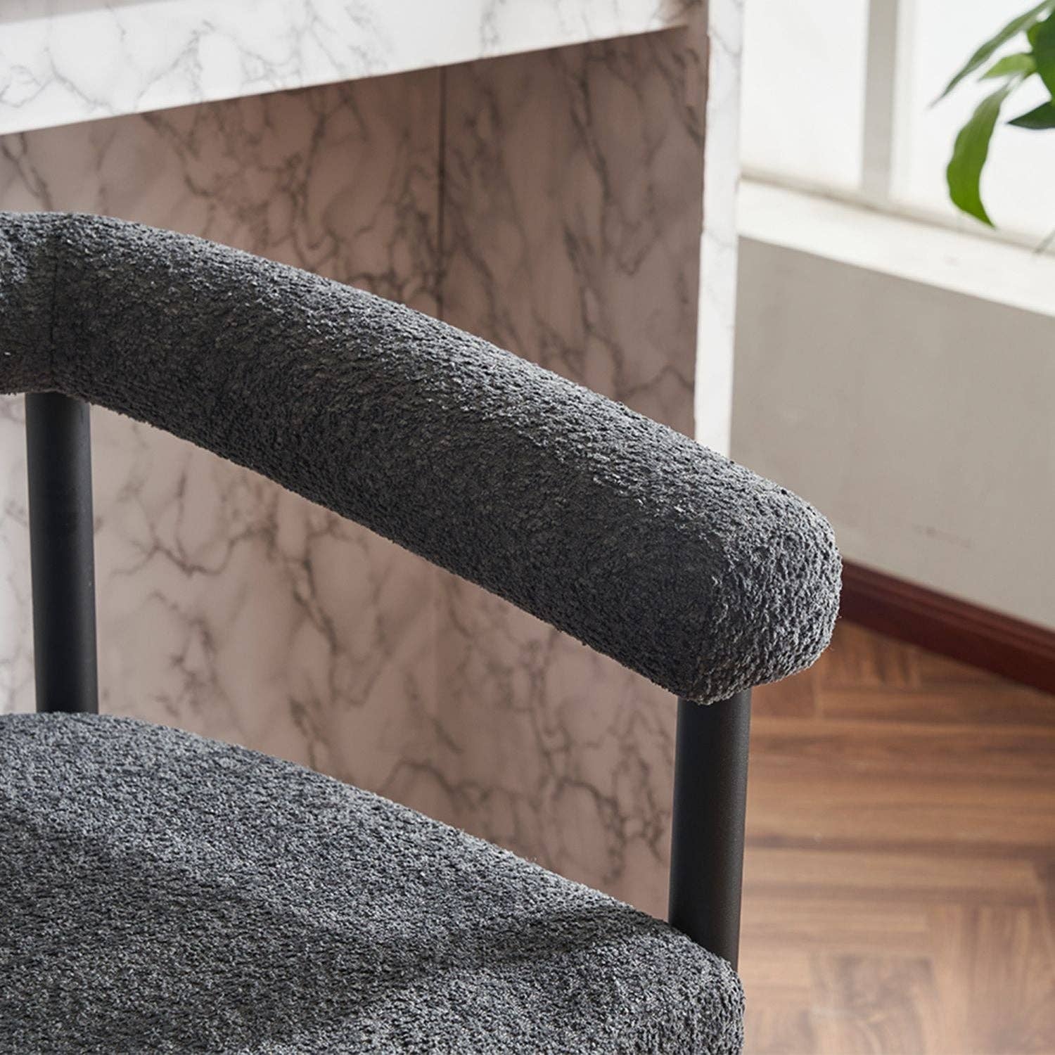 BlakOutlet - Wholesale Krukje - Moderne gestoffeerde barkrukken set van 2, Bouclé stof counterhoogte stoelen13