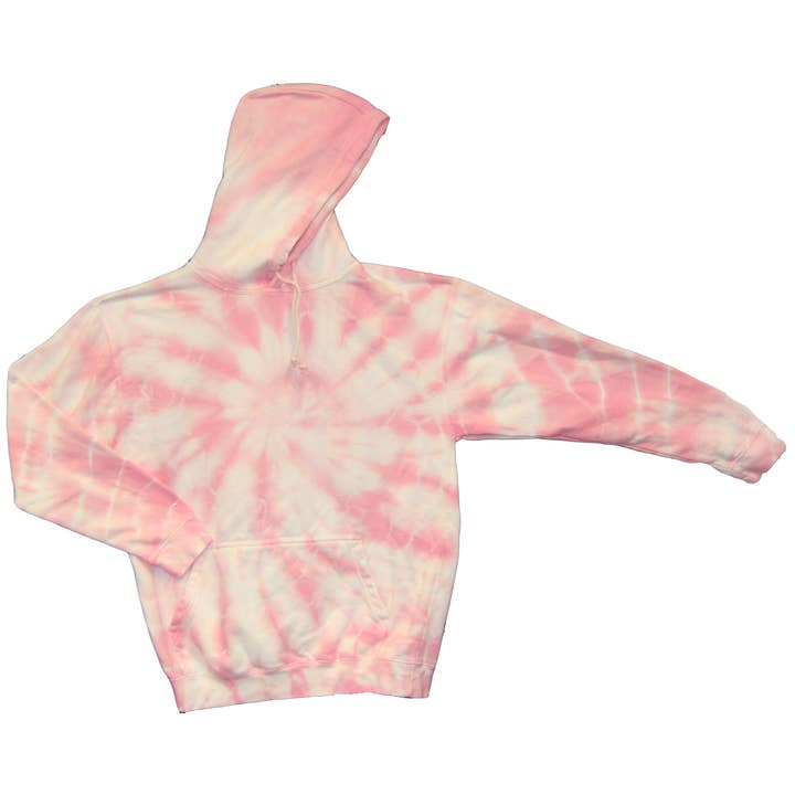 Sweat à capuche Web Tie Dye rose pastel pour la vente par Kerr's Cotton