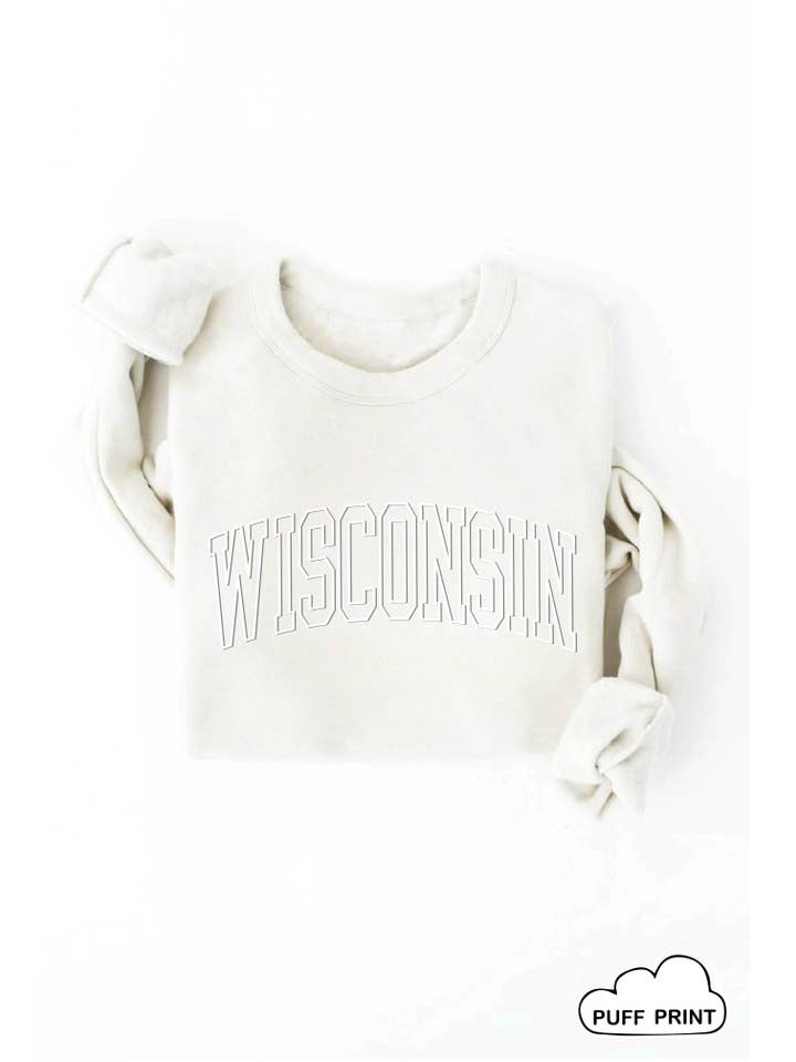 OAT COLLECTIVE - Wholesale Graphic Sweatshirt - Women's - WISCONSIN PUFF PRINT Graphic Sweatshirt